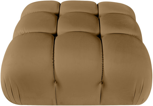 Meridian Furniture Orin Velvet Modular Ottoman with Linkable Modules and Stain Resistant Fabric for Living Rooms Saddle 671Saddle-Ott