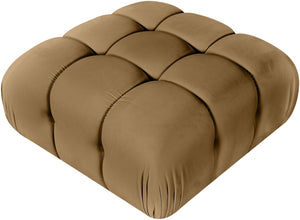 Meridian Furniture Orin Velvet Modular Ottoman with Linkable Modules and Stain Resistant Fabric for Living Rooms Saddle 671Saddle-Ott