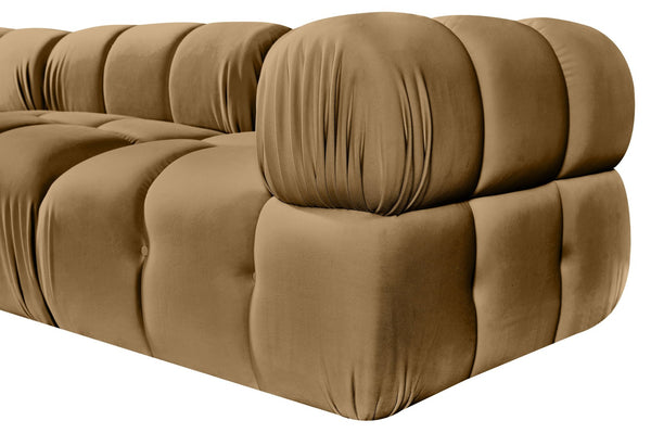 Meridian Furniture Orin Three Piece Modular Sofa in Saddle Velvet Performance Fabric for Modern Living 671Saddle-S3A