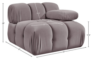 Meridian Furniture Orin Modular Lounge Chair Plush Velvet Upholstery with Repositionable Arm for Living Rooms Taupe 671Taupe-Chair
