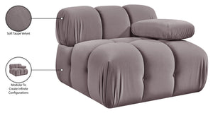 Meridian Furniture Orin Modular Lounge Chair Plush Velvet Upholstery with Repositionable Arm for Living Rooms Taupe 671Taupe-Chair