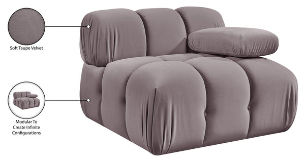 Meridian Furniture Orin Modular Lounge Chair Plush Velvet Upholstery with Repositionable Arm for Living Rooms Taupe 671Taupe-Chair