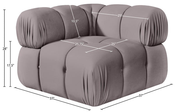 Meridian Furniture Orin Modular Corner Lounge Chair Plush Performance Velvet with Locking Latches for Sectional Use Taupe 671Taupe-Corner