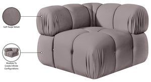 Meridian Furniture Orin Modular Corner Lounge Chair Plush Performance Velvet with Locking Latches for Sectional Use Taupe 671Taupe-Corner