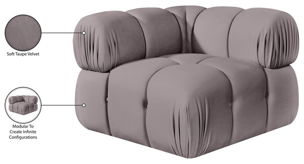 Meridian Furniture Orin Modular Corner Lounge Chair Plush Performance Velvet with Locking Latches for Sectional Use Taupe 671Taupe-Corner