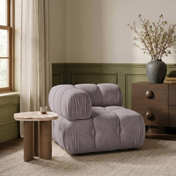 Meridian Furniture Orin Modular Corner Lounge Chair Plush Performance Velvet with Locking Latches for Sectional Use Taupe 671Taupe-Corner