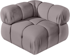 Meridian Furniture Orin Modular Corner Lounge Chair Plush Performance Velvet with Locking Latches for Sectional Use Taupe 671Taupe-Corner