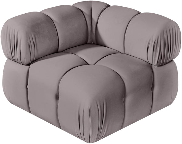 Meridian Furniture Orin Modular Corner Lounge Chair Plush Performance Velvet with Locking Latches for Sectional Use Taupe 671Taupe-Corner