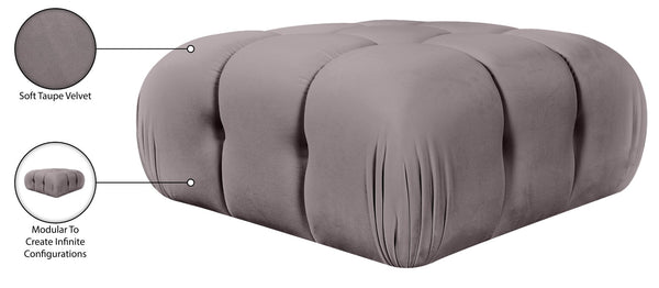 Meridian Furniture Orin Velvet Modular Ottoman with Linkable Modules and Stain Resistant Fabric for Living Rooms Taupe 671Taupe-Ott