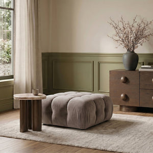 Meridian Furniture Orin Velvet Modular Ottoman with Linkable Modules and Stain Resistant Fabric for Living Rooms Taupe 671Taupe-Ott