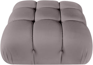 Meridian Furniture Orin Velvet Modular Ottoman with Linkable Modules and Stain Resistant Fabric for Living Rooms Taupe 671Taupe-Ott