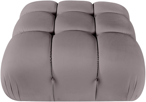 Meridian Furniture Orin Velvet Modular Ottoman with Linkable Modules and Stain Resistant Fabric for Living Rooms Taupe 671Taupe-Ott