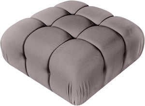 Meridian Furniture Orin Velvet Modular Ottoman with Linkable Modules and Stain Resistant Fabric for Living Rooms Taupe 671Taupe-Ott