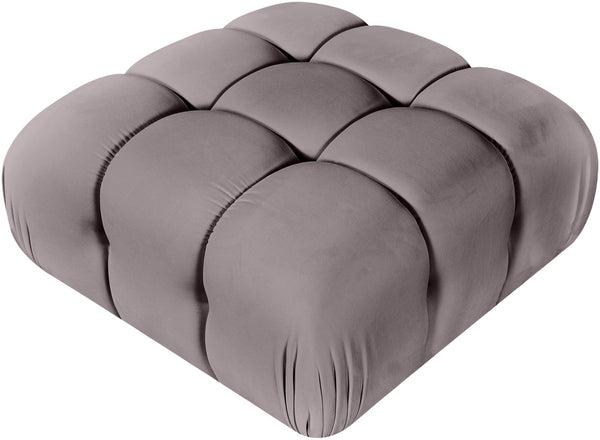 Meridian Furniture Orin Velvet Modular Ottoman with Linkable Modules and Stain Resistant Fabric for Living Rooms Taupe 671Taupe-Ott