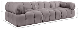 Meridian Furniture Orin Three Piece Modular Sofa with Stain Resistant Taupe Velvet for Living Rooms 671Taupe-S3A