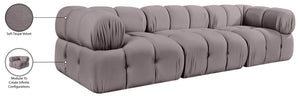 Meridian Furniture Orin Three Piece Modular Sofa with Stain Resistant Taupe Velvet for Living Rooms 671Taupe-S3A