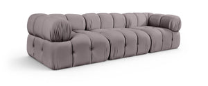 Meridian Furniture Orin Three Piece Modular Sofa with Stain Resistant Taupe Velvet for Living Rooms 671Taupe-S3A