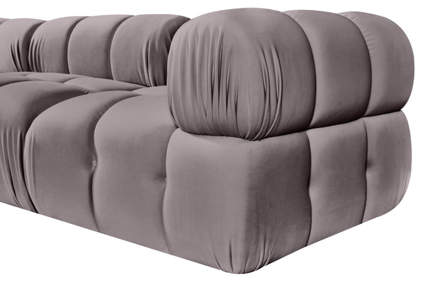 Meridian Furniture Orin Three Piece Modular Sofa with Stain Resistant Taupe Velvet for Living Rooms 671Taupe-S3A