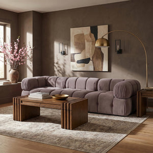 Meridian Furniture Orin Three Piece Modular Sofa with Stain Resistant Taupe Velvet for Living Rooms 671Taupe-S3A