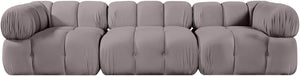 Meridian Furniture Orin Three Piece Modular Sofa with Stain Resistant Taupe Velvet for Living Rooms 671Taupe-S3A