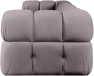 Meridian Furniture Orin Three Piece Modular Sofa with Stain Resistant Taupe Velvet for Living Rooms 671Taupe-S3A