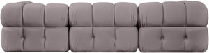 Meridian Furniture Orin Three Piece Modular Sofa with Stain Resistant Taupe Velvet for Living Rooms 671Taupe-S3A