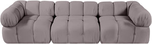 Meridian Furniture Orin Three Piece Modular Sofa with Stain Resistant Taupe Velvet for Living Rooms 671Taupe-S3A