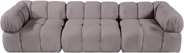 Meridian Furniture Orin Three Piece Modular Sofa with Stain Resistant Taupe Velvet for Living Rooms 671Taupe-S3A
