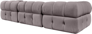 Meridian Furniture Orin Three Piece Modular Sofa with Stain Resistant Taupe Velvet for Living Rooms 671Taupe-S3A