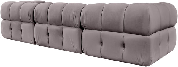 Meridian Furniture Orin Three Piece Modular Sofa with Stain Resistant Taupe Velvet for Living Rooms 671Taupe-S3A