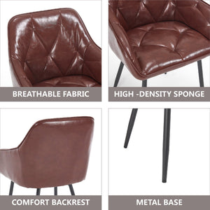 English Elm Dining Chairs Set Of 2 - Vintage Faux Leather Upholstered Chairs For Dining, Living, And Kitchen W3112P262571