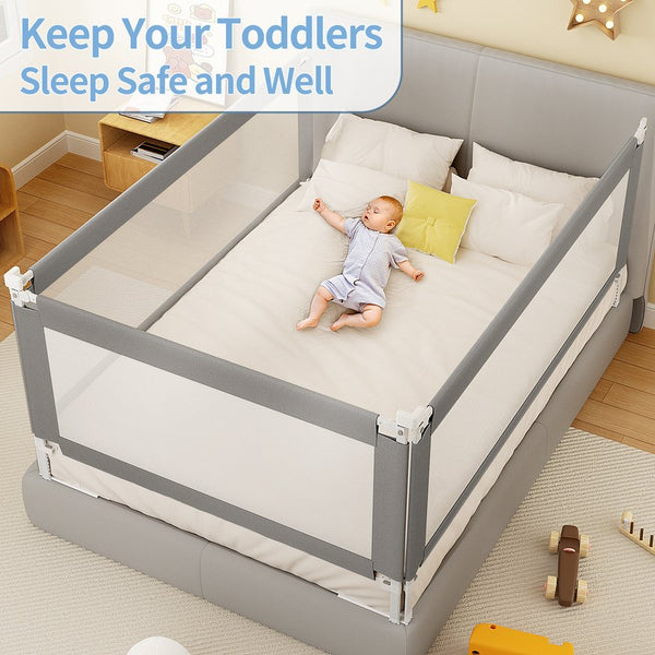 English Elm Bed Rail For Toddlers - Safe, Detachable Guard For Queen & Full Beds - Breathable Mesh & Durable Design T3210P305486