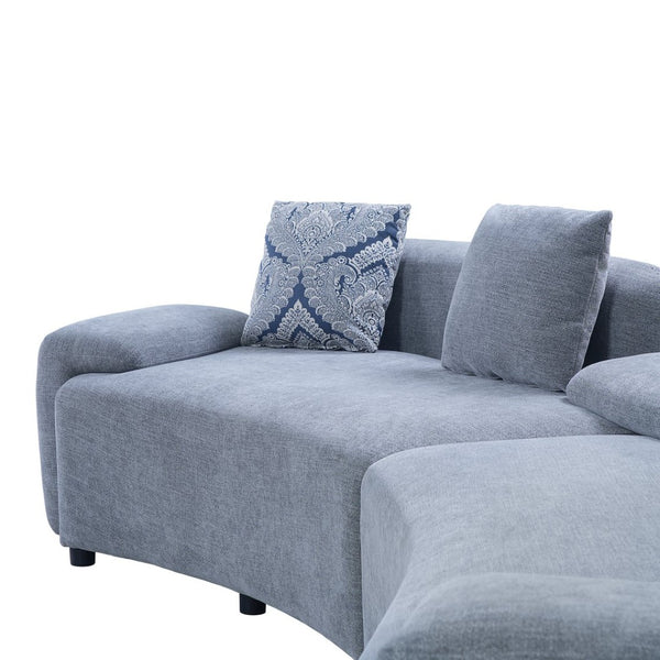 English Elm 122" Curved Sofa Off-white Fabric Four Seat Modern Living Room Couch with Damask Pillows Grey N758T030405E