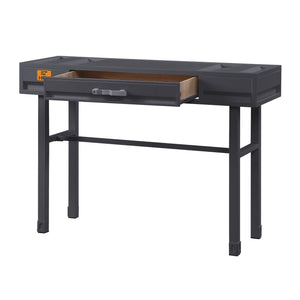 English Elm Gunmetal Industrial Writing Desk with Recessed Panel, Safety-Stop Drawer, Metal & Wood Accent, 47.5" Wide B062P185696