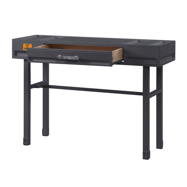 English Elm Gunmetal Industrial Writing Desk with Recessed Panel, Safety-Stop Drawer, Metal & Wood Accent, 47.5" Wide B062P185696