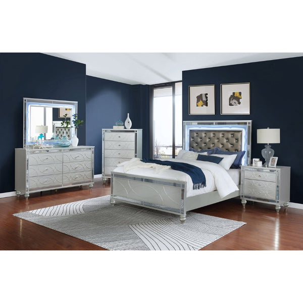 English Elm Arabesque Six Drawer Dresser with Crystal Pulls and Fretwork Art Deco Glam Finish B062P441419