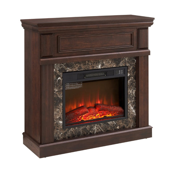 English Elm Electric Fireplace Mantel Surround with 23 Inch Insert Remote Raised Panel Wood Finish Cherry W2275S00044