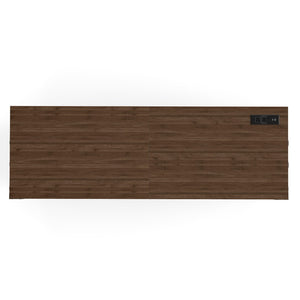 English Elm 71'' Walnut Woodgrain Dog Kennel Cabinet with Fluted Drawers and Built-in Power Station W5216S00001