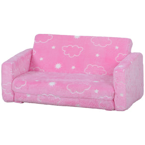 English Elm Qaba Glow-in-the-Dark 2-in-1 Kids Sofa Chair — Convertible Fold-Out Toddler Couch, Washable Cover Pink W2225P229324