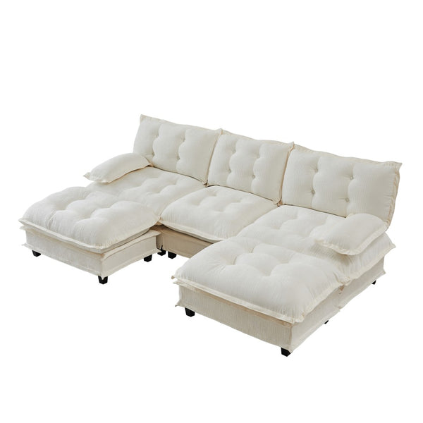 English Elm 107" U-shaped Chenille Modular Sectional with Ottomans Deep Sink Cloud Sofa W714S01679