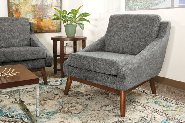 OSP Home Furnishings Mid-century Open Arm Club Chair with Solid Wood Legs and Plush Fiber Seat Cushions Charcoal SL4411R-MC4