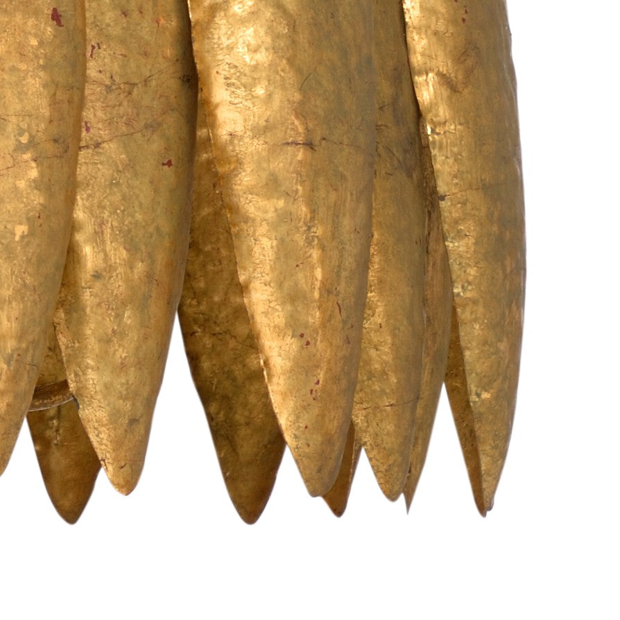 Wildwood Ryland Antique Gold Leaf Chandelier — 25"H X 21"W Iron Frame, 6Ft Chain, Timeless Dining & Foyer Accent 67200