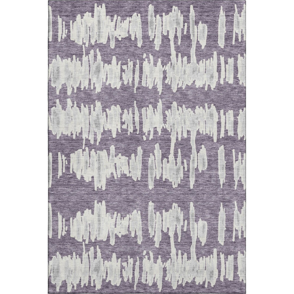 HomeRoots 9' X 12' Purple And Beige Striped Area Rug - Durable, Washable, UV Protected for Busy Homes 672001