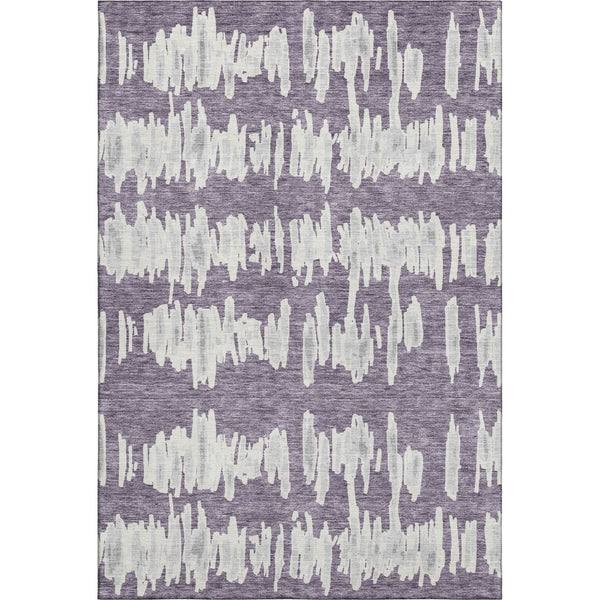 HomeRoots 9' X 12' Purple And Beige Striped Area Rug - Durable, Washable, UV Protected for Busy Homes 672001