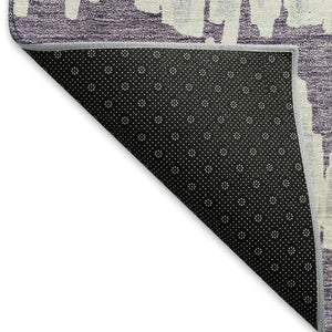 HomeRoots 9' X 12' Purple And Beige Striped Area Rug - Durable, Washable, UV Protected for Busy Homes 672001
