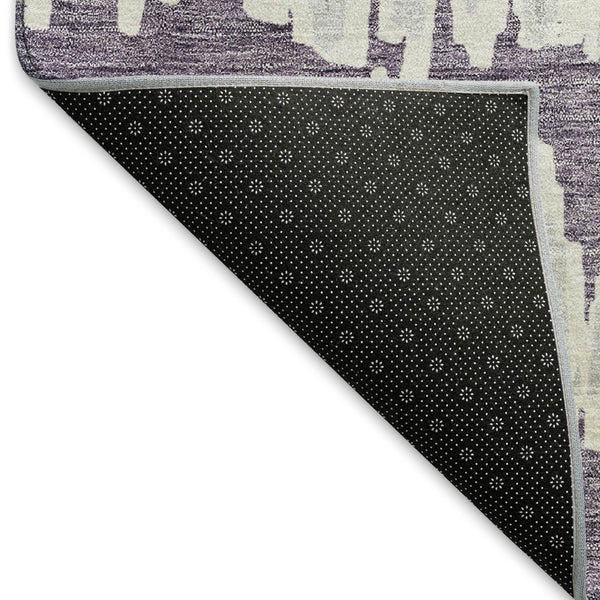 HomeRoots 9' X 12' Purple And Beige Striped Area Rug - Durable, Washable, UV Protected for Busy Homes 672001