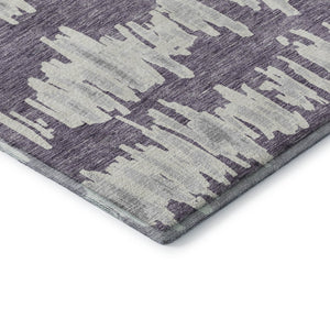 HomeRoots 9' X 12' Purple And Beige Striped Area Rug - Durable, Washable, UV Protected for Busy Homes 672001