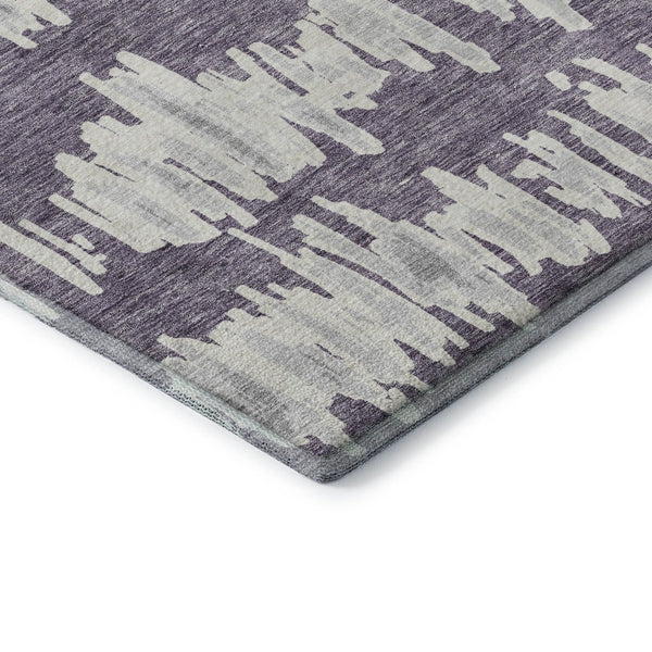 HomeRoots 9' X 12' Purple And Beige Striped Area Rug - Durable, Washable, UV Protected for Busy Homes 672001