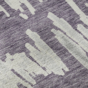 HomeRoots 9' X 12' Purple And Beige Striped Area Rug - Durable, Washable, UV Protected for Busy Homes 672001