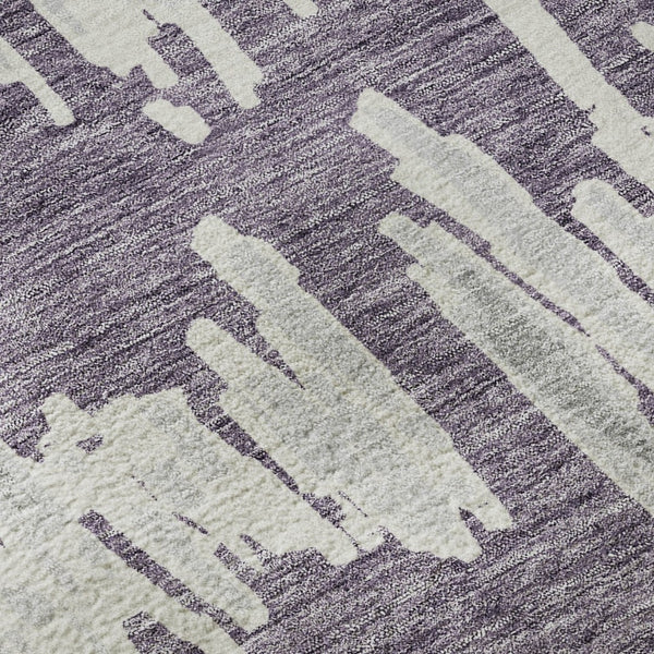 HomeRoots 9' X 12' Purple And Beige Striped Area Rug - Durable, Washable, UV Protected for Busy Homes 672001